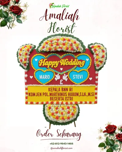 Karangan Papan Bunga Pernikahan di Klepu